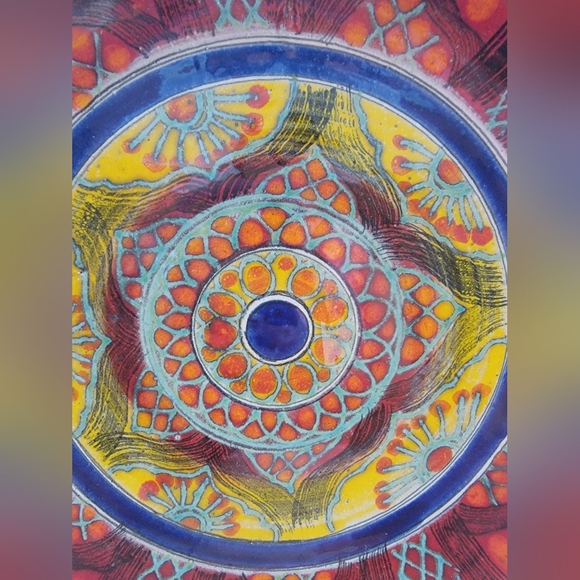 Santo Stefano Di Camastra Pottery Colorful Red Blue &Yellow 10.5" plate - Picture 2 of 9